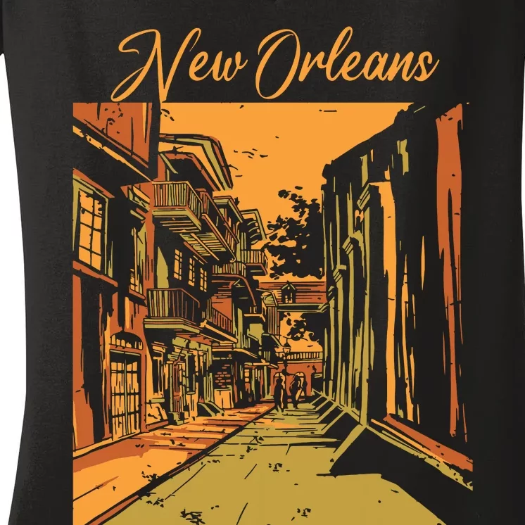 New Orleans Louisiana Souvenir Bourbon Street Women's V-Neck T-Shirt