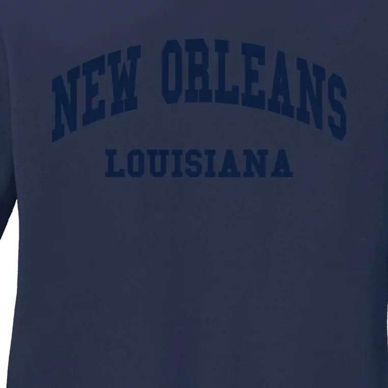 New Orleans Louisiana Throwback Design Ladies Long Sleeve Shirt