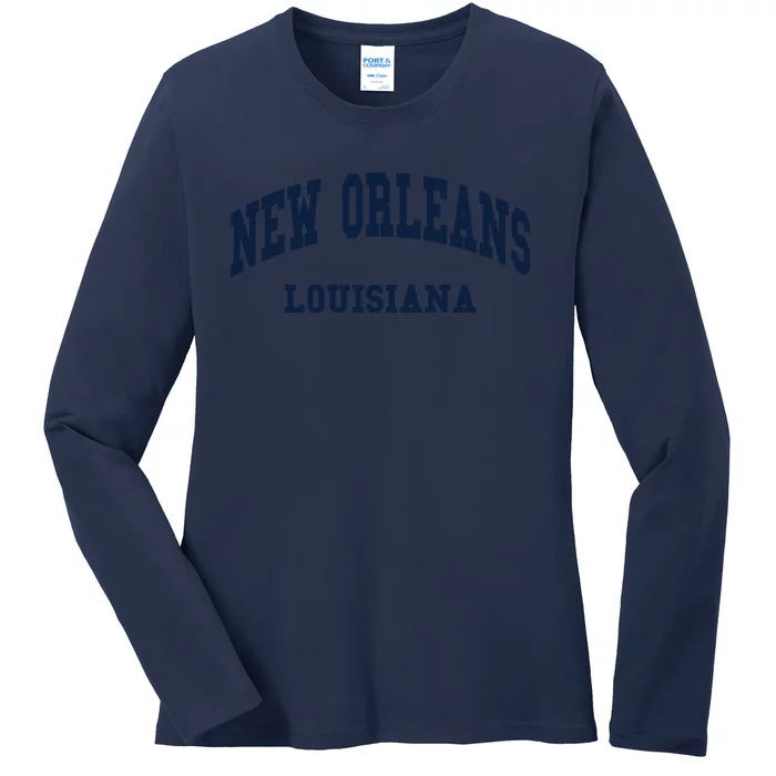 New Orleans Louisiana Throwback Design Ladies Long Sleeve Shirt