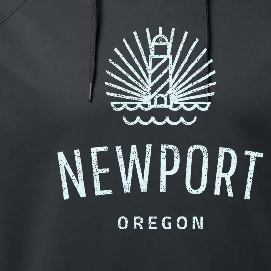 Newport Oregon Lighthouse Coast Souvenir Performance Fleece Hoodie