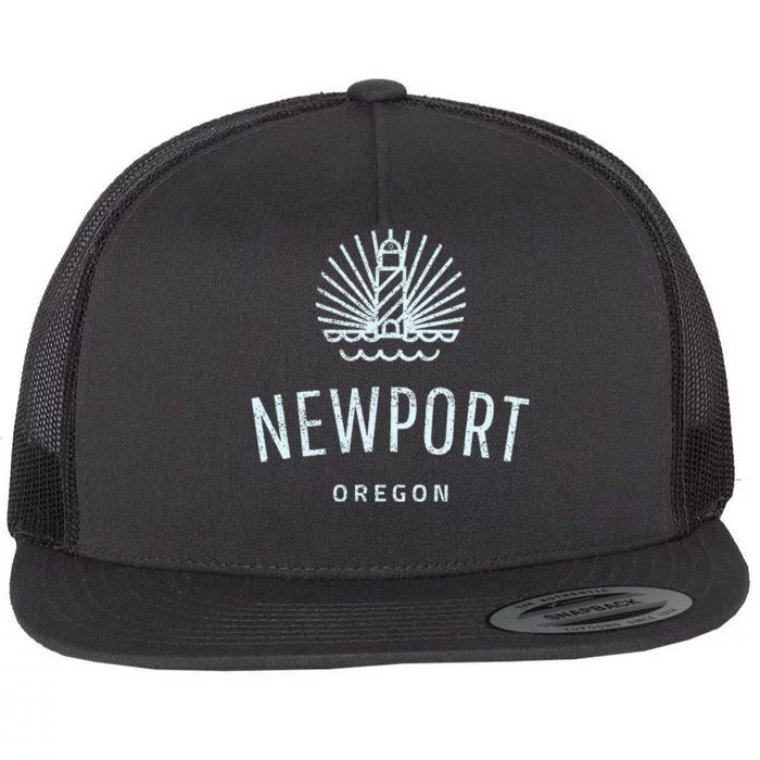 Newport Oregon Lighthouse Coast Souvenir Flat Bill Trucker Hat