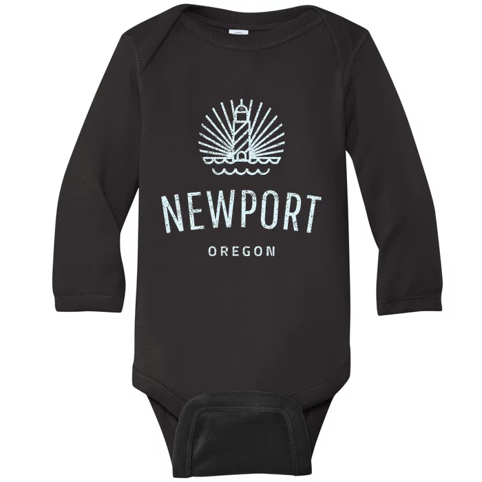 Newport Oregon Lighthouse Coast Souvenir Baby Long Sleeve Bodysuit