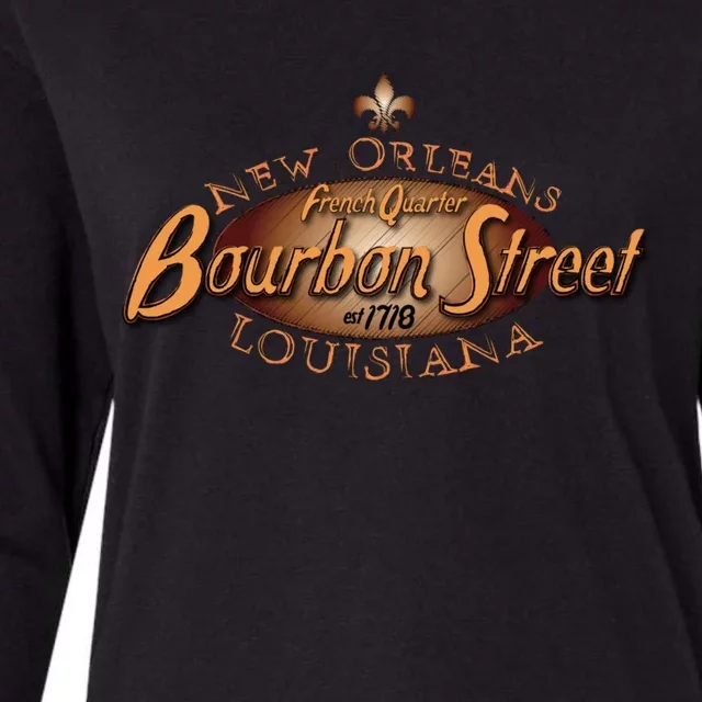 New Orleans Louisiana Bourbon Street French Quarter Womens Cotton Relaxed Long Sleeve T-Shirt