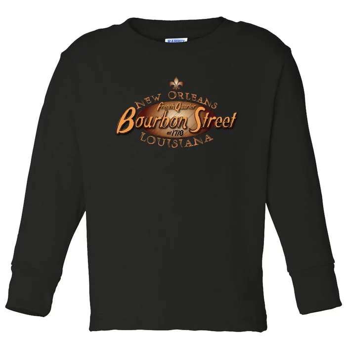 New Orleans Louisiana Bourbon Street French Quarter Toddler Long Sleeve Shirt