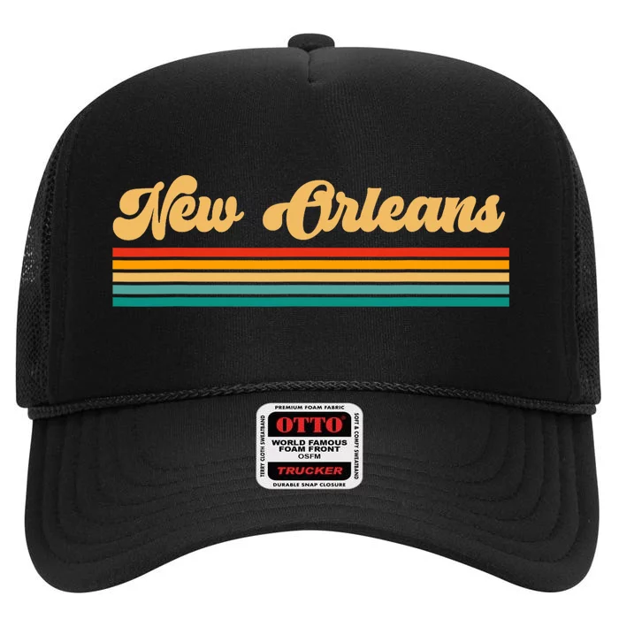 New Orleans Louisiana High Crown Mesh Trucker Hat