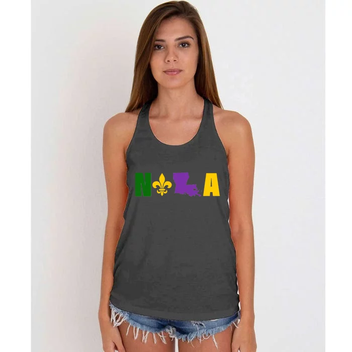 Nola Mardi Gras New Orleans Women's Knotted Racerback Tank