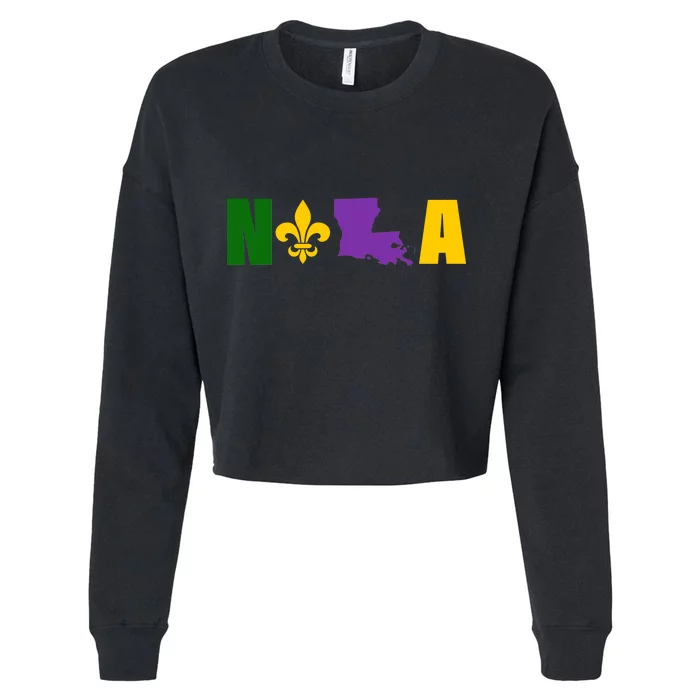 Nola Mardi Gras New Orleans Cropped Pullover Crew