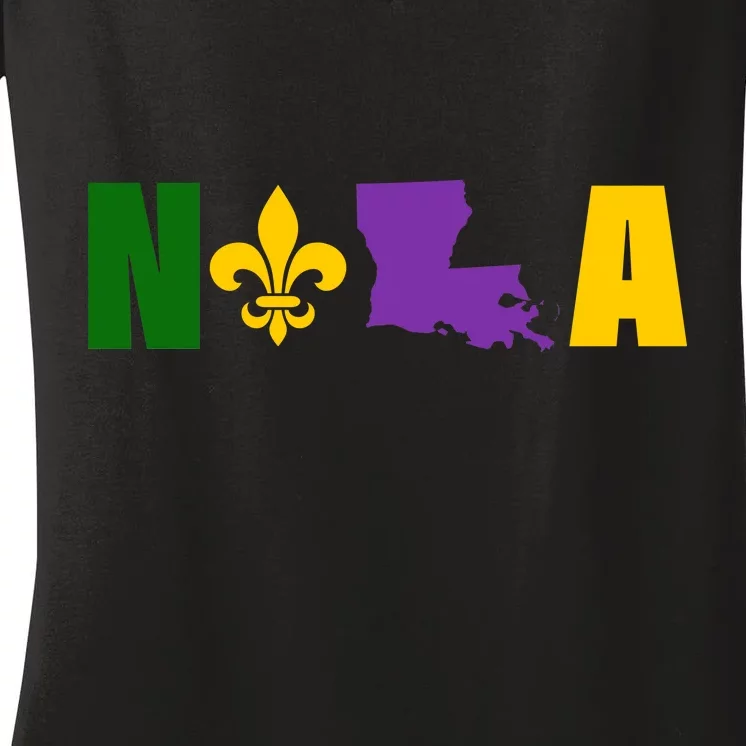 Nola Mardi Gras New Orleans Women's V-Neck T-Shirt