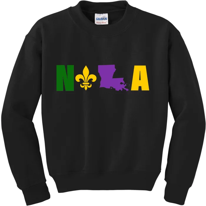 Nola Mardi Gras New Orleans Kids Sweatshirt