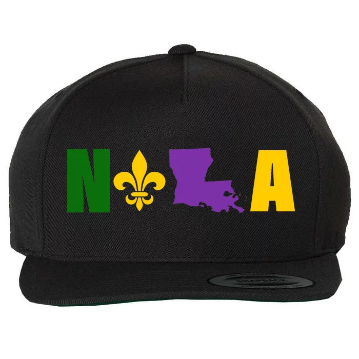 Nola Mardi Gras New Orleans Wool Snapback Cap