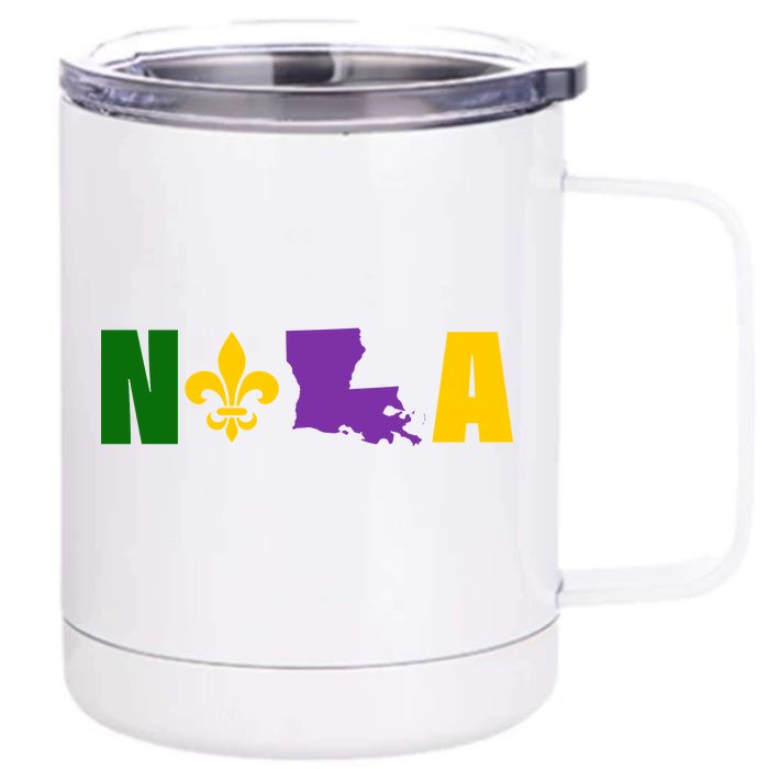 Nola Mardi Gras New Orleans Front & Back 12oz Stainless Steel Tumbler Cup