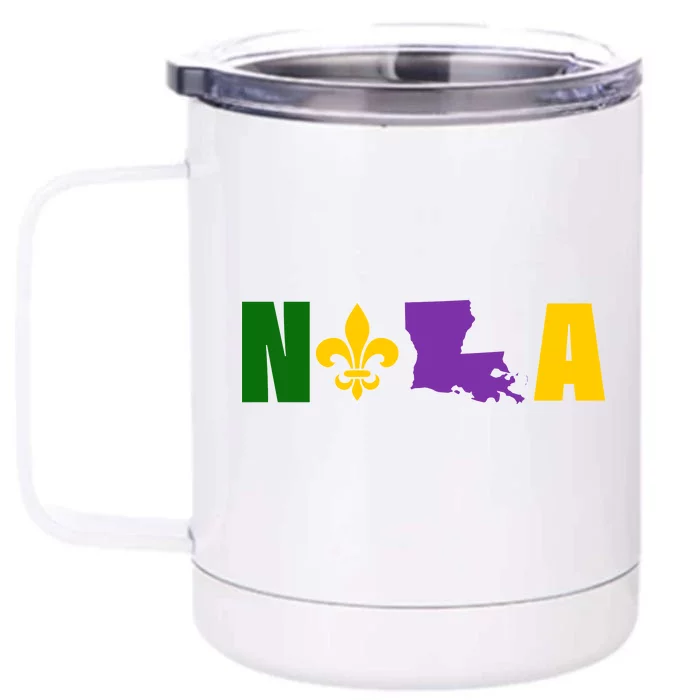 Nola Mardi Gras New Orleans Front & Back 12oz Stainless Steel Tumbler Cup