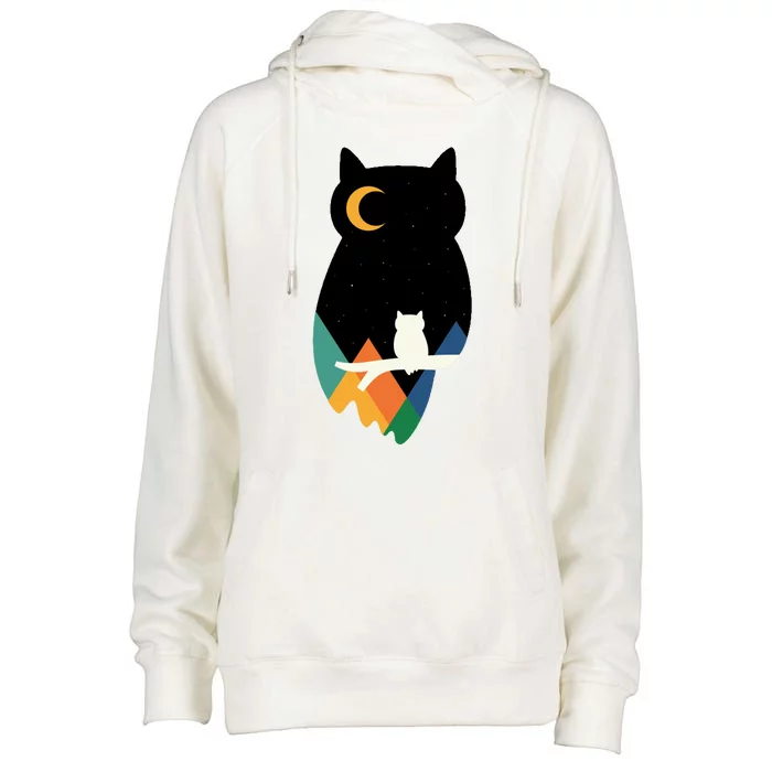 Night Owl Moon Pyramid Womens Funnel Neck Pullover Hood