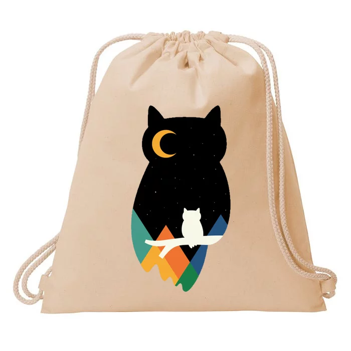 Night Owl Moon Pyramid Drawstring Bag