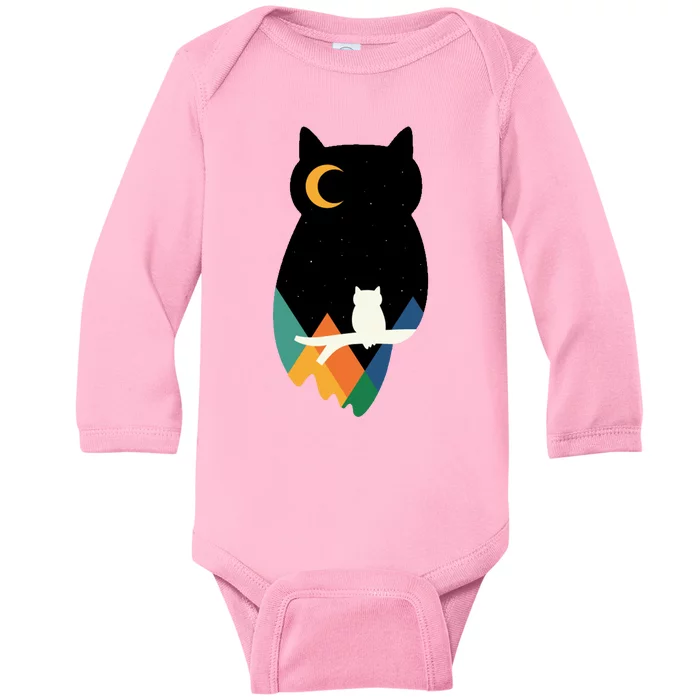 Night Owl Moon Pyramid Baby Long Sleeve Bodysuit