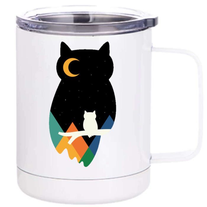 Night Owl Moon Pyramid Front & Back 12oz Stainless Steel Tumbler Cup