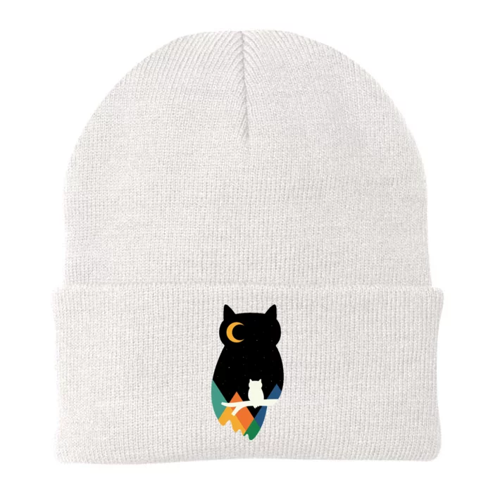 Night Owl Moon Pyramid Knit Cap Winter Beanie