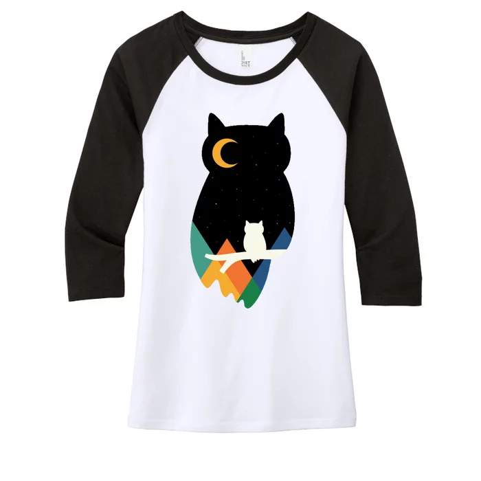 Night Owl Moon Pyramid Women's Tri-Blend 3/4-Sleeve Raglan Shirt