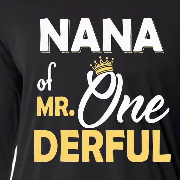 Nana of Mr One Derful Party Matching Family 1st Birthday Cooling Performance Long Sleeve Crew