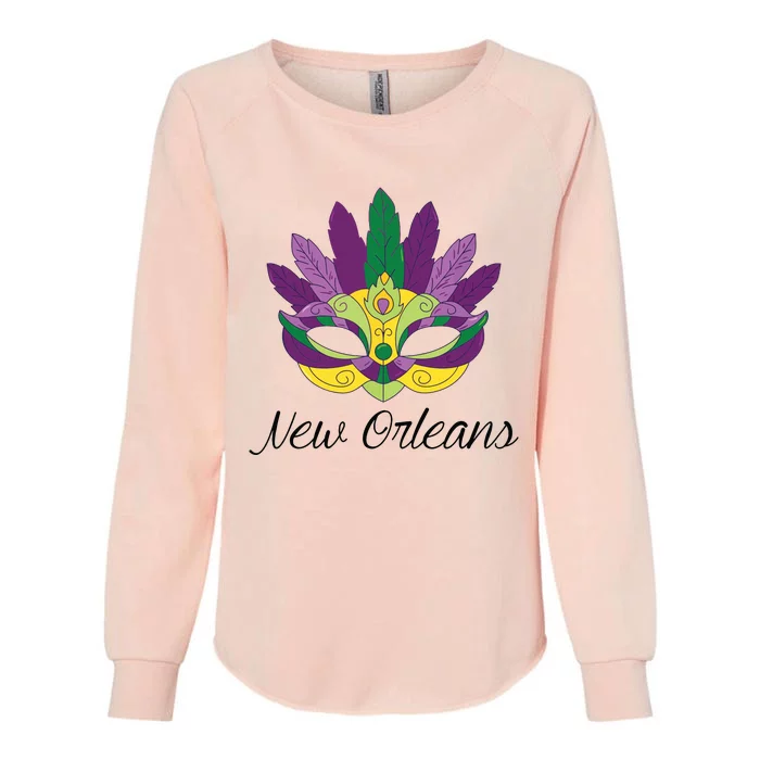 New Orleans Mardi Gras Souvenir Mask Womens California Wash Sweatshirt