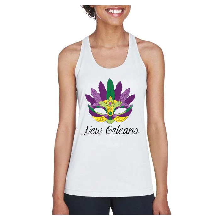 New Orleans Mardi Gras Souvenir Mask Women's Racerback Tank