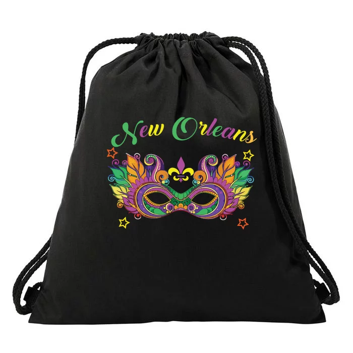 New Orleans Mardi Gras Souvenir Mask Drawstring Bag