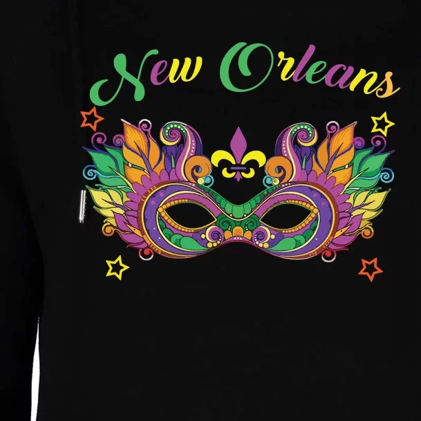 New Orleans Mardi Gras Souvenir Mask Womens Funnel Neck Pullover Hood