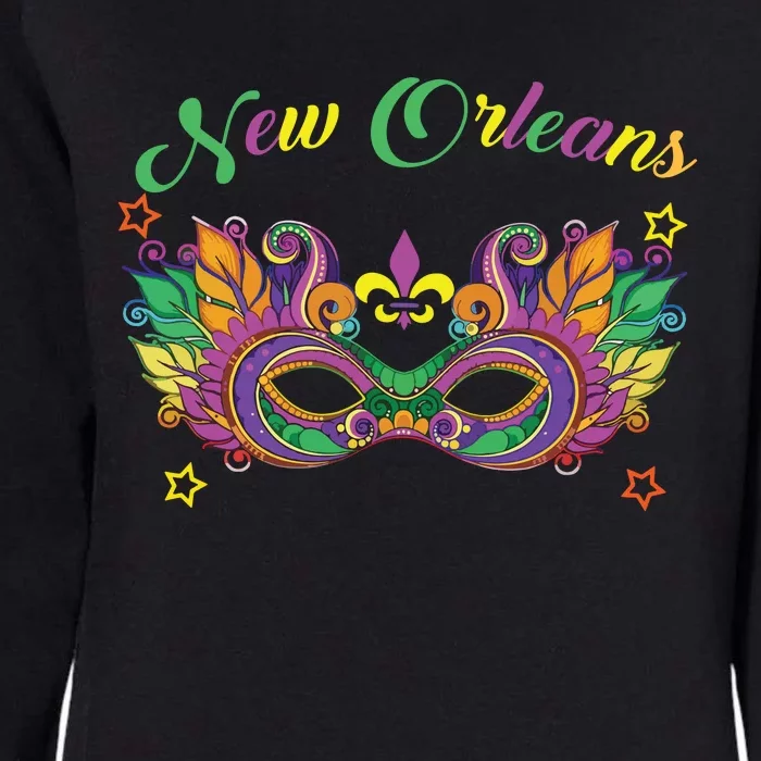 New Orleans Mardi Gras Souvenir Mask Womens California Wash Sweatshirt