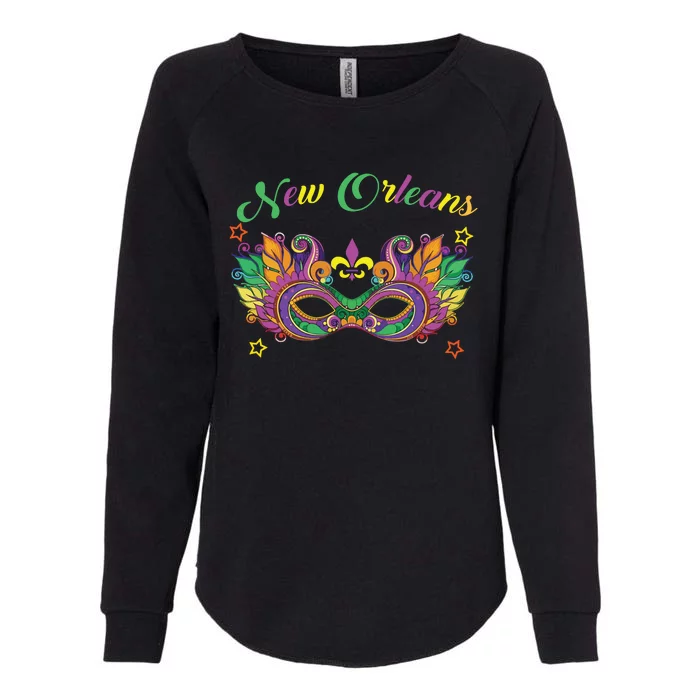 New Orleans Mardi Gras Souvenir Mask Womens California Wash Sweatshirt