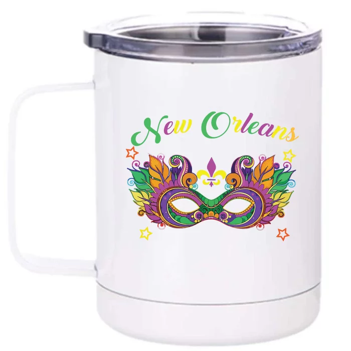 New Orleans Mardi Gras Souvenir Mask Front & Back 12oz Stainless Steel Tumbler Cup