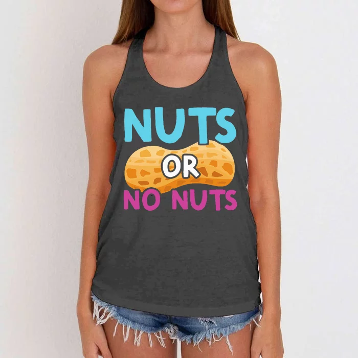 Nuts Or No Nuts Funny Nuts Gender Reveal Party Baby Shower Women's Knotted Racerback Tank