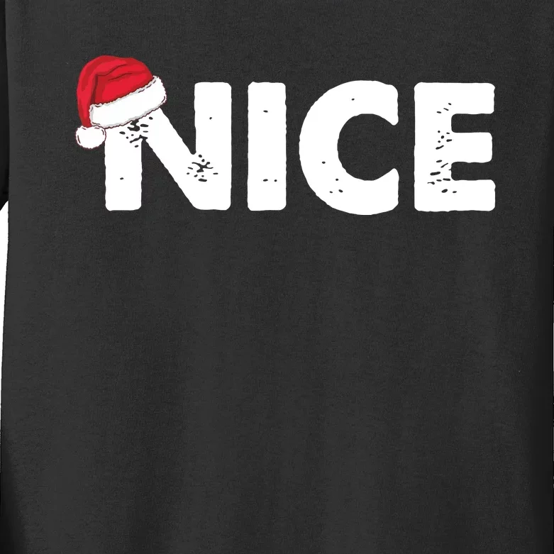 Naughty Or Nice Matching Christmas Kids Long Sleeve Shirt