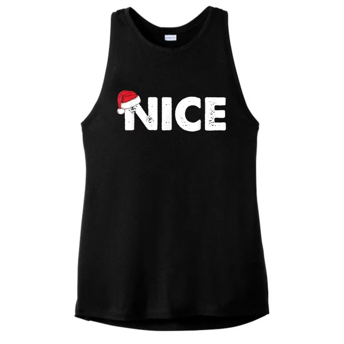 Naughty Or Nice Matching Christmas Ladies Tri-Blend Wicking Tank