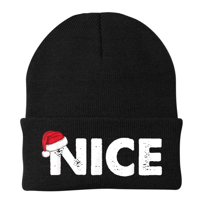 Naughty Or Nice Matching Christmas Knit Cap Winter Beanie