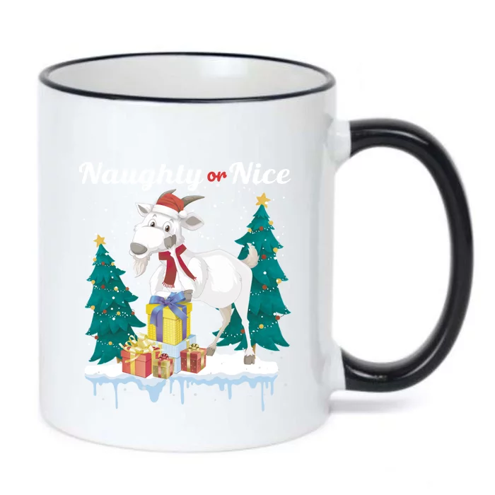 Naughty Or Nice Merry Christmas Xmas Santa Claus Goat Cute Gift Black Color Changing Mug