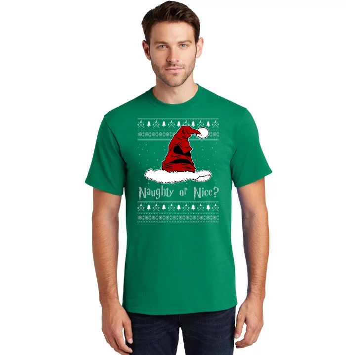 Naughty Or Nice Santa Funny Christmas Holiday Tall T-Shirt