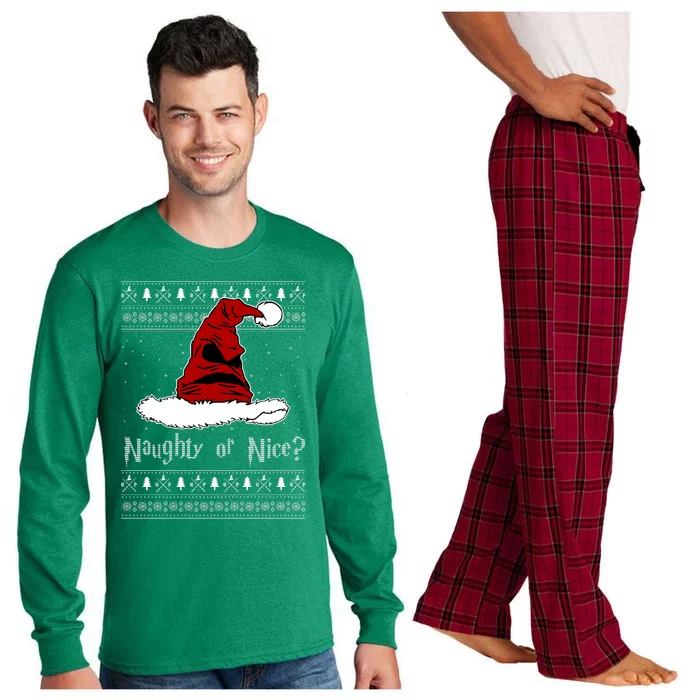 Naughty Or Nice Santa Funny Christmas Holiday Long Sleeve Pajama Set