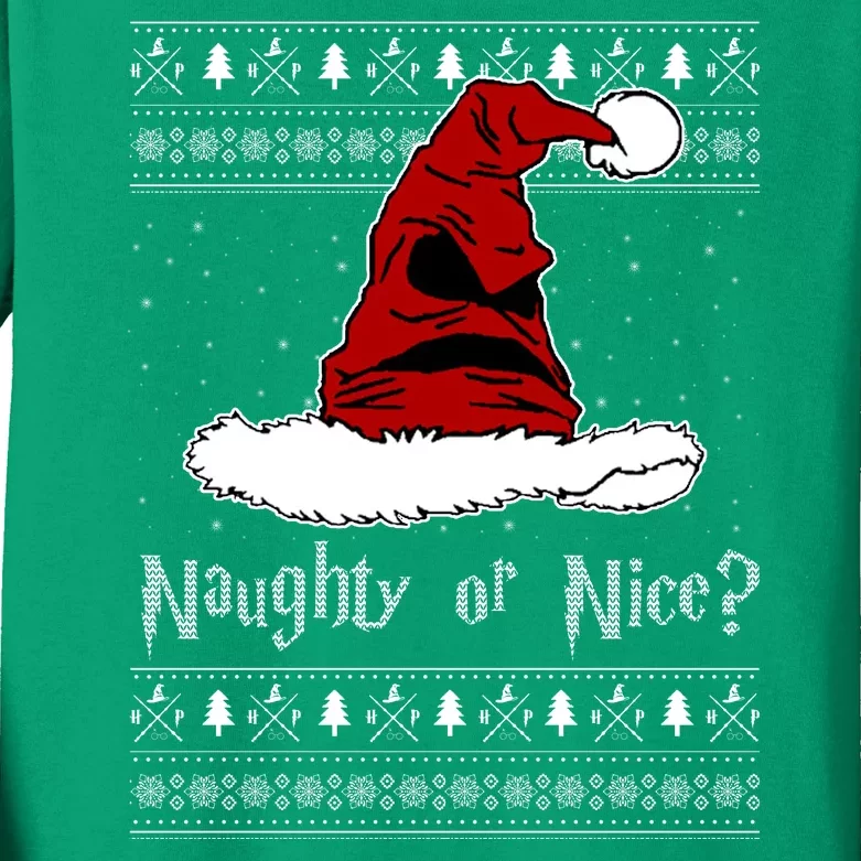 Naughty Or Nice Santa Funny Christmas Holiday Kids Long Sleeve Shirt