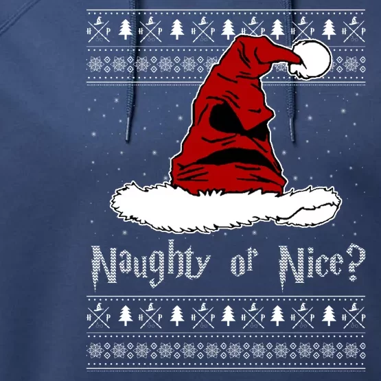 Naughty Or Nice Santa Funny Christmas Holiday Performance Fleece Hoodie