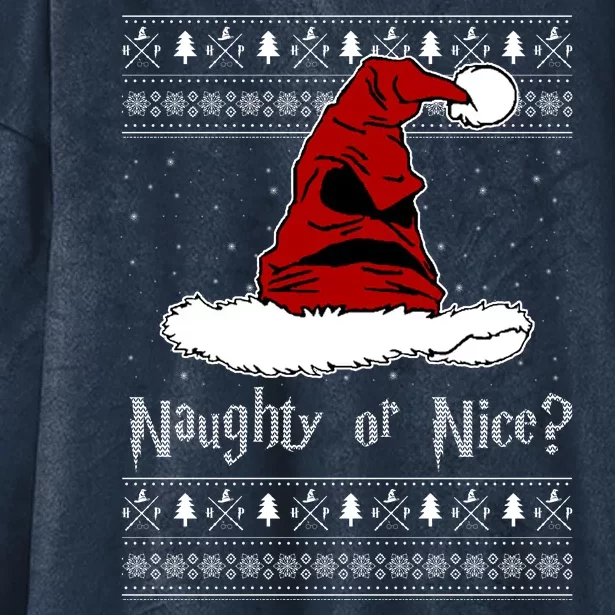 Naughty Or Nice Santa Funny Christmas Holiday Hooded Wearable Blanket