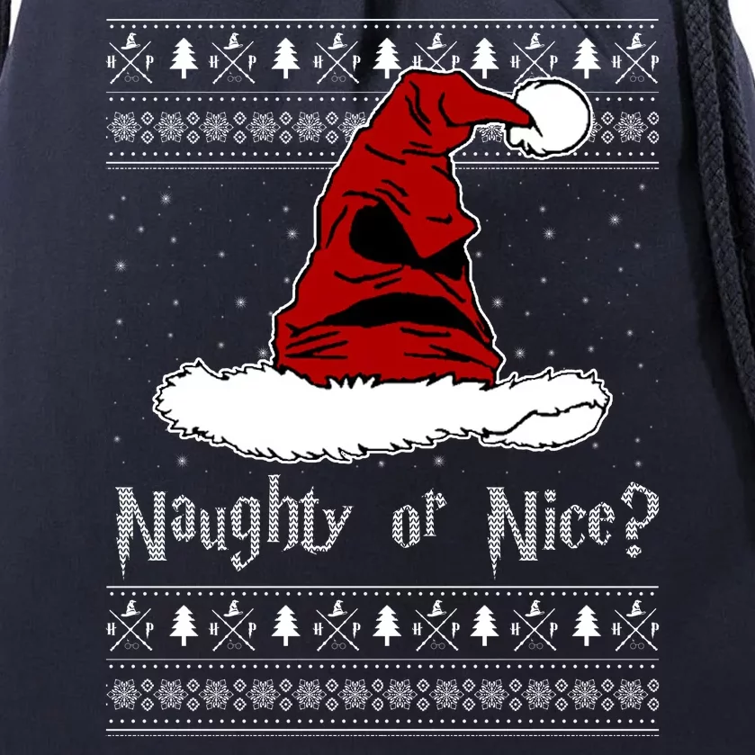 Naughty Or Nice Santa Funny Christmas Holiday Drawstring Bag