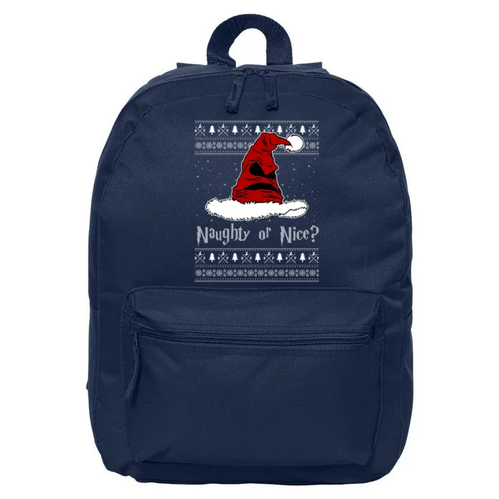 Naughty Or Nice Santa Funny Christmas Holiday 16 in Basic Backpack