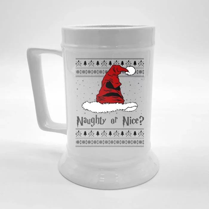 Naughty Or Nice Santa Funny Christmas Holiday Front & Back Beer Stein