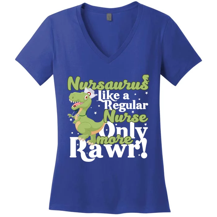 Nursicorn Or Nursaurus Like Regular Nurse Only More Rawr Gift Women's V-Neck T-Shirt