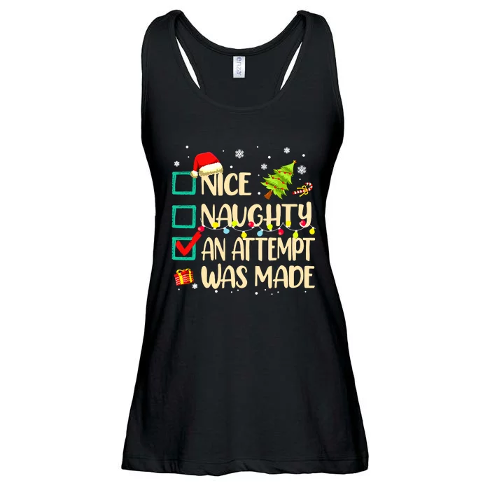 Naughty Or Nice Funny An Attempt Was Made Christmas Ladies Essential Flowy Tank