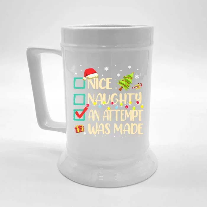 Naughty Or Nice Funny An Attempt Was Made Christmas Front & Back Beer Stein