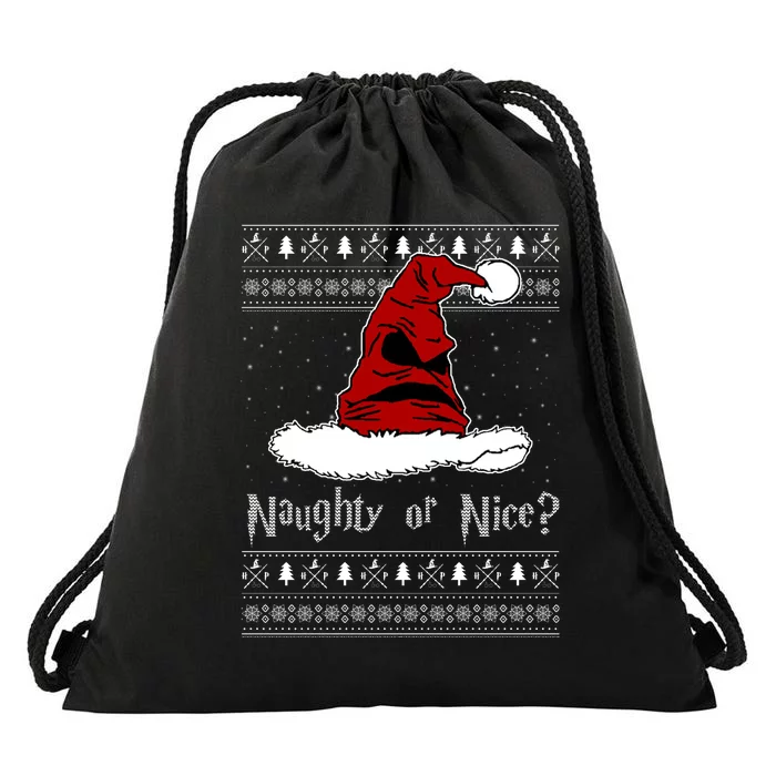 Naughty Or Nice? Sorting Santa Claus Ugly Christmas Sweater Drawstring Bag