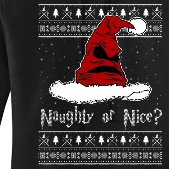 Naughty Or Nice? Sorting Santa Claus Ugly Christmas Sweater Women's Pullover Hoodie