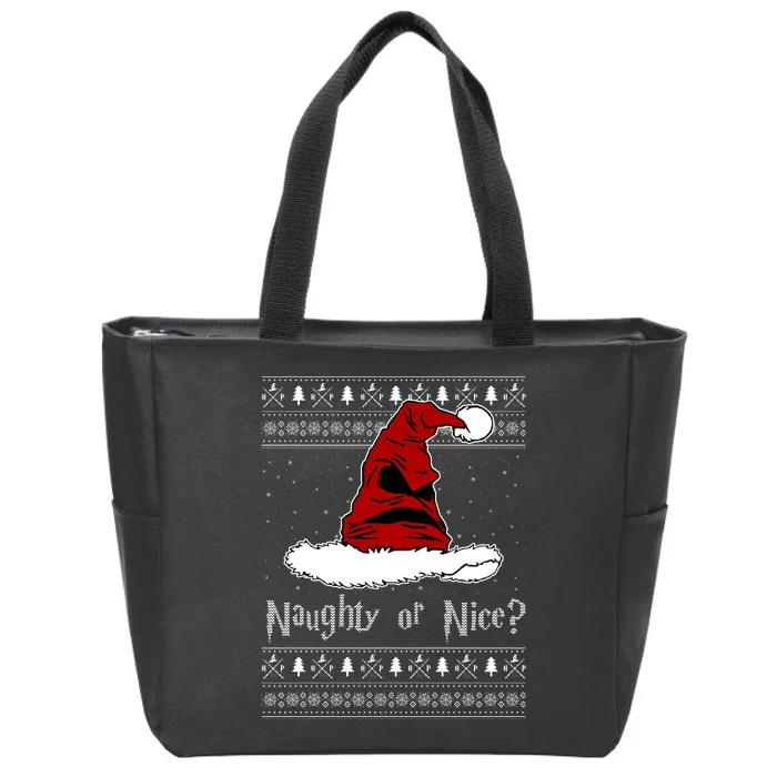 Naughty Or Nice? Sorting Santa Claus Ugly Christmas Sweater Zip Tote Bag