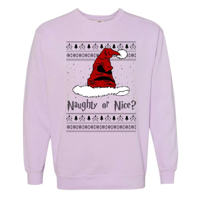 Naughty Or Nice? Sorting Santa Claus Ugly Christmas Sweater Garment-Dyed Sweatshirt